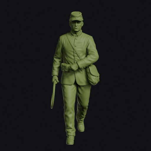 Civil War Ambulance Driver with a Whip in Kepi and Sack Coat