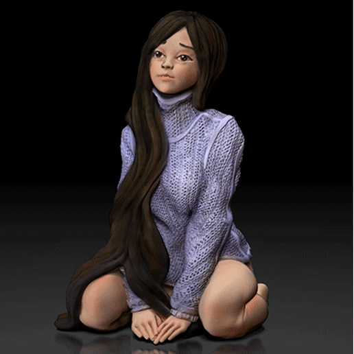 Sitting-Cute-Girl.gif Fichier STL Fille mignonne - fille d'anime - femme sexy - modèle imprimé 3D・Modèle pour imprimante 3D à télécharger, adamchai
