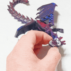 Cute_Smiling_Winged_Dragon_Moving_2.gif Download STL file CUTE ARTICULATED WINGED DRAGON FLEXI WIGGLE PET, PRINT IN PLACE • 3D printable template, MaximumDT
