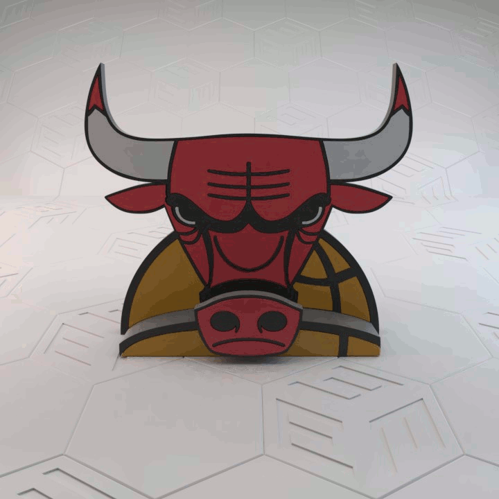 Bulls Phone Stand.gif Download free STL file Chicago Bulls Phone Stand • 3D printer object, stensethjeremy
