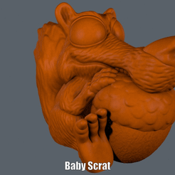 Scrat.gif Télécharger fichier STL gratuit Baby Scrat (Impression facile sans support) • Plan à imprimer en 3D, Alsamen