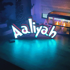 gifaaliyahu10.gif Download STL file Aaliyah LED Nightlight Nachtlicht Marquee • Template to 3D print, Dreddpunk