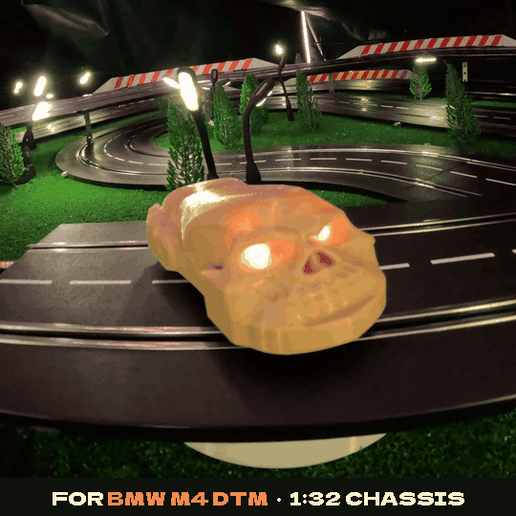 Human Skull Slot Car Body 1:32 for BMW M4 DTM – Glowing Eyes Halloween Skull Car | 3MF + STL
