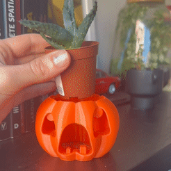 ezgif.com-video-to-gif.gif Free STL file Perfect Panicked Pumpkin Planter (all sizes)・3D printable object to download