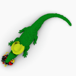 kroko-eat-bundeschicken.gif Download 3MF file crocodile eats federal eagle / chicken • 3D print template, syzguru11