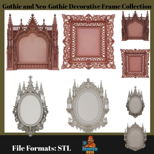 1.mp4 Gothic and Neo-Gothic Decorative Frame Collection – 3D Print Files