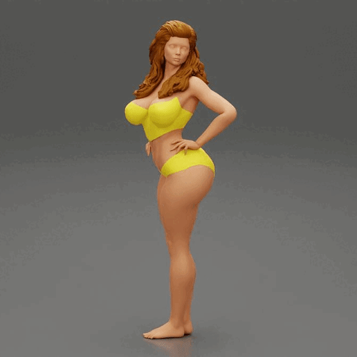 ezgif.com-gif-maker-2.gif 3D file Beautiful Girl Stylish Bikini Posing Sandy Beach 3D Print Model・3D printer design to download, 3DGeshaft