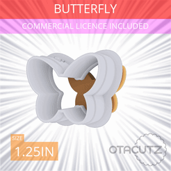 Butterfly~1.25in.gif STL file Butterfly Cookie Cutter 1.25in / 3.2cm・3D printing idea to download