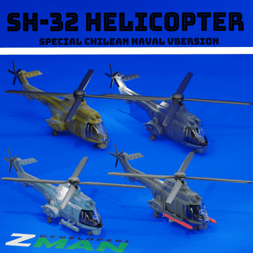 🚁 Eurocopter AS332 Super Puma (SH-32)(8 IN 1) V20・ STL