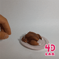 20220315_192906.gif Файл STL Жареная курица (???!!!) (флекси и печать на месте, тарелка прилагается)・Дизайн 3D принтера для загрузки, 4dLab