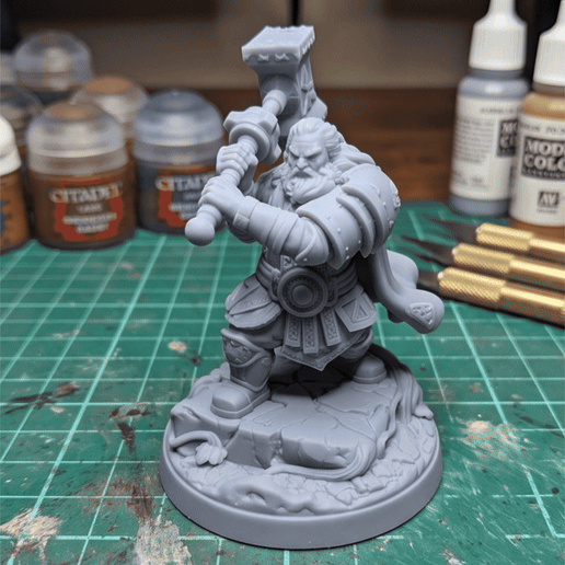 Iron-Rune Juggernaut - Dwarven Fighter / Forge Cleric | RPG Hero Miniature 3D model