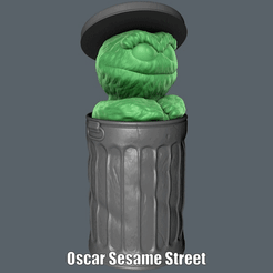 Oscar-Sesame-Street.gif Fichier STL Oscar Sesame Street (Impression facile sans support)・Objet pour imprimante 3D à télécharger, Alsamen