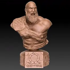 kratos2.gif STL file KRATOS God of War Ragnarok (Bust)・3D printer design to download