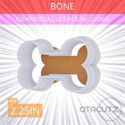 Bone~2.25in.gif STL file Bone Cookie Cutter 2.25in / 5.7cm・3D printing template to download