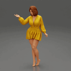 ezgif.com-gif-maker-1.gif 3D file Stylish Beautiful Woman Wearing a V neck Dress・3D printing idea to download, 3DGeschaft