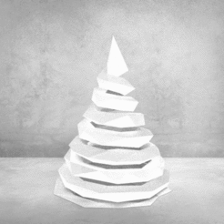 Deco_SapinSpiraleNeige1.gif Fichier STL Décoration de Noël - Sapin Spirale de Neige (LowPoly)・Plan à imprimer en 3D à télécharger