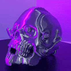 Cyberpunk-Skull.gif STL-Datei Cyberpunk-Halloween-Schädel・Design zum Herunterladen und 3D-Drucken