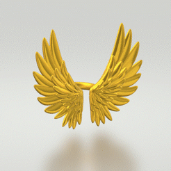 con-alasgiro.gif Archivo STL anillo con alas de angel・Objeto de impresión 3D para descargar