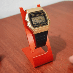 WatchStandLigero-GIF.gif Free STL file Slim watch stand, NO SUPPORTS NEEDED・3D print design to download
