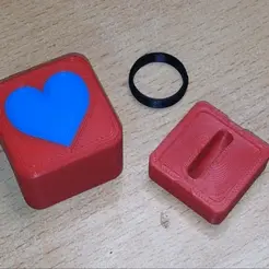Jewelry-Box-Small-Square-Heart.gif Boîte à bagues en forme de coeur #1 avec couvercle amovible Tailles de bagues multiples Z Hop Design Toutes les imprimantes 3D peuvent créer
