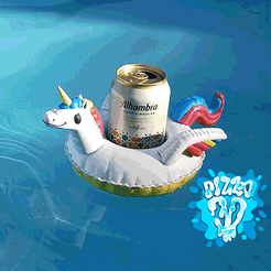 unicornio-flotando.gif STL file FLOATING COASTER PACK FOR CANS・3D printing template to download