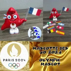 jo2.gif STL file Phryge, Mascotte des JO 2024, Paris (France), Phryge, Mascot of the 2024 Olympic Games, Paris (France)・3D printer design to download