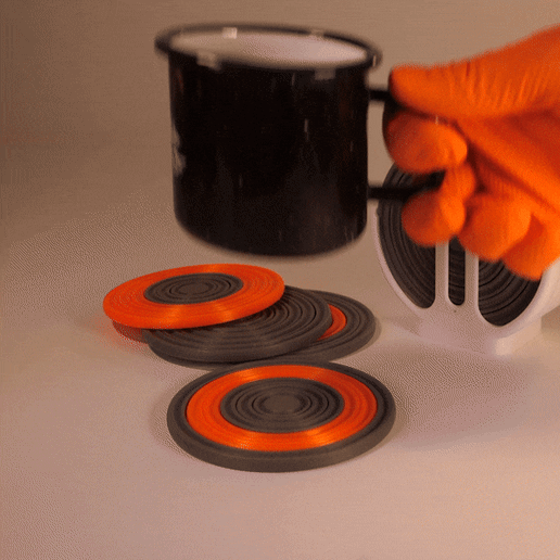 Rotating 3D Coasters with Holder - 3D model önizlemesi