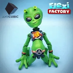 Flexi-Factory-Dan-Sopala-Anycubic-Alien-A.gif Free STL file Anycubic Flexi Print-in-Place Alien・3D printing design to download