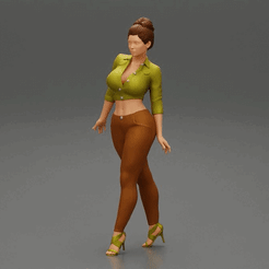 ezgif.com-gif-maker-1.gif Fichier 3D Femme marchant avec une veste, un pantalon et des talons hauts Modèle d'impression 3D・Modèle à télécharger et à imprimer en 3D, 3DGeshaft