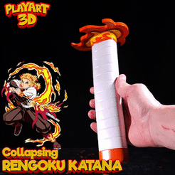 0.gif 3D file COLLAPSING KATANA - KYOJURO RENGOKU - DEMONSLAYER - (PRINT IN PLACE + ASSEMBLY VERSION)・Model to download and 3D print