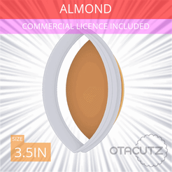 Almond~3.5in.gif STL file Almond Cookie Cutter 3.5in / 8.9cm・Model to download and 3D print