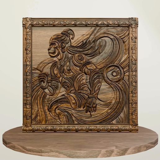 hanuman-VIDEO.mp4 Divine Hanuman Relief - Art hindou pour bois CNC router. Modèle de sculpture CNC. Aucune structure de support n'est nécessaire pour l'impression 3D.