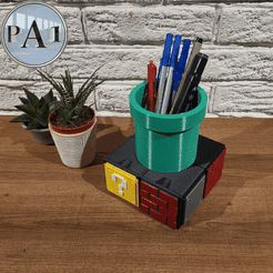 mario-gif.gif 3D-Datei Von Mario inspirierter Schreibtisch-Organizer... Stifthalter oder Pflanzgefäß!・3D-druckbare Vorlage zum herunterladen