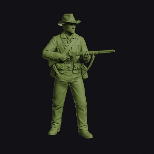 Union Michigan Cavalryman Dismounted with Spencer Carbine at the Ready and Red Necktie and Slouch Hat