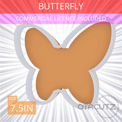 Butterfly~7.5in.gif STL file Butterfly Cookie Cutter 7.5in / 19.1cm・3D printable design to download