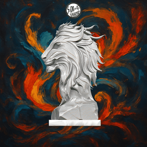 Leaf Textured Lion Bust Sculptures_SoliDRawinGs – SoliDRawinGs SG4149