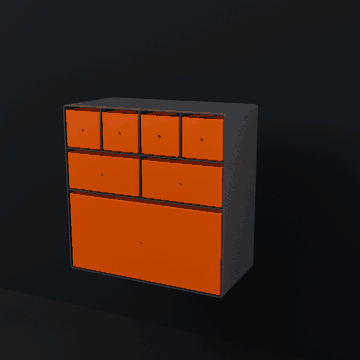 Modular wall organizer system - 36 crate layouts, 5 drawer sizes, 5 knobs, no supports