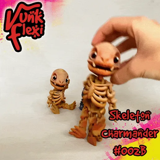 ezgif-7-b83fc17449.gif Pokemon Skeleton Charmander Flexi Print-in-Place + Figure & Keychain