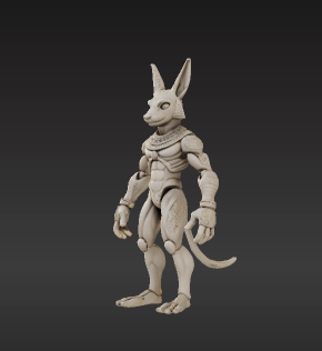 Flexi Jackal Guardian – Articulated Ancient Warrior with Hieroglyphic Detail 3D model