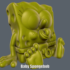 Baby-Spongebob.gif Fichier STL Bébé Bob l'éponge (Impression facile sans support)・Plan pour impression 3D à télécharger