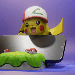 pikachu_PhoneStand_vavi.gif Archivo STL Pikachu - Phone stand/dock pokemon・Plan para descargar y imprimir en 3D