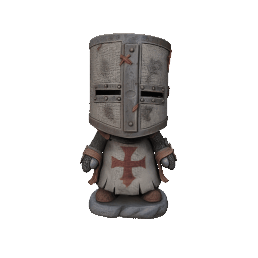 Cute Knight - Cartoon sculpture of a crusader