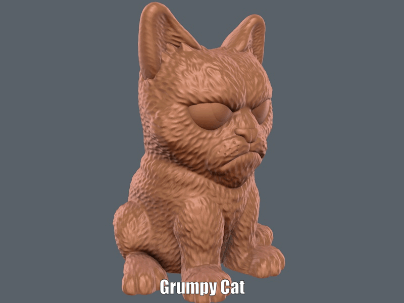 Grumpy-Cat.gif Fichier STL Grumpy Cat (Impression facile sans support)・Design pour imprimante 3D à télécharger, Alsamen