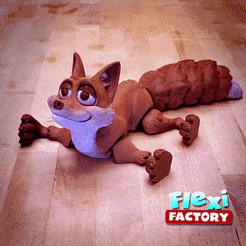 Flexi-Fox-Flexi-Factory-Dan-Sopala.gif STL-Datei Niedlicher Flexi Print-in-Place Fuchs・Modell zum Herunterladen und 3D-Drucken, FlexiFactory