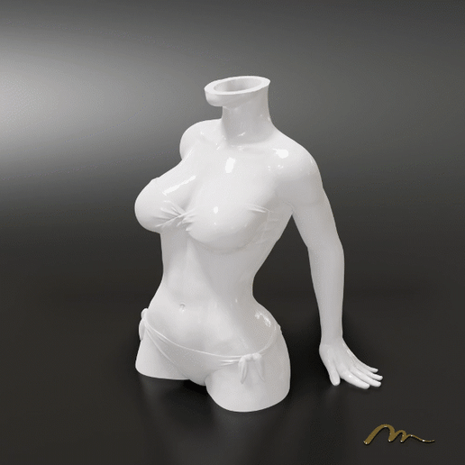 Female-Torso-Body-Vase.gif STL file Bikini Vase, Female Torso Body Vase, bikini Flower Pot・3D printable design to download, MegArt3D