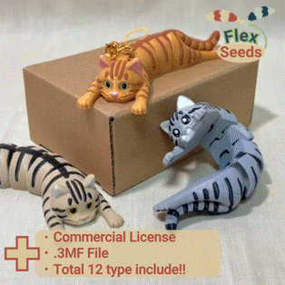 Flexi Holding Tabby Cat Set – Articulated Cute Cat Desk Toy STL