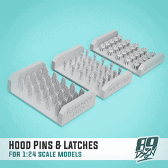 0.gif STL file Racing hood pins/latches for 1:24 scale model cars・3D printable model to download
