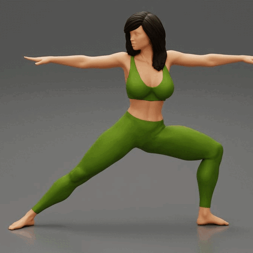 ezgif.com-gif-maker-59.gif 3D file Young Woman Practicing Yoga Lesson Doing Warrior Two 3D Print Model・3D printable model to download, 3DGeshaft