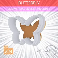 Butterfly~2in.gif STL file Butterfly Cookie Cutter 2in / 5.1cm・3D print design to download
