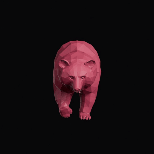 Low Poly Geometric Prowling Grizzly Bear